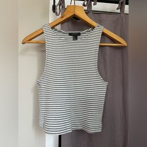 Forever 21 Grey and White Striped Tank Top